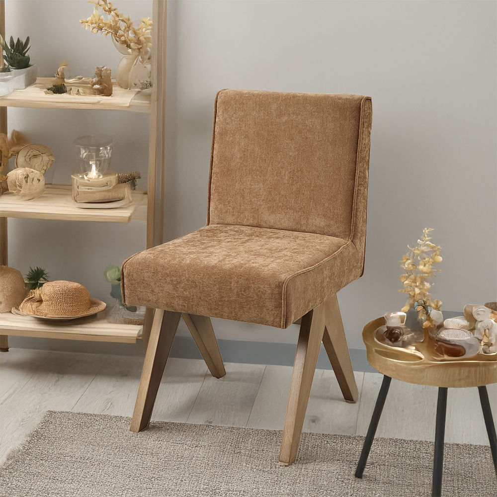 Zoey - Side Chair (Set of 2) - Chocolate Chenille & Oak - Urban Living Furniture (Los Angeles, CA)