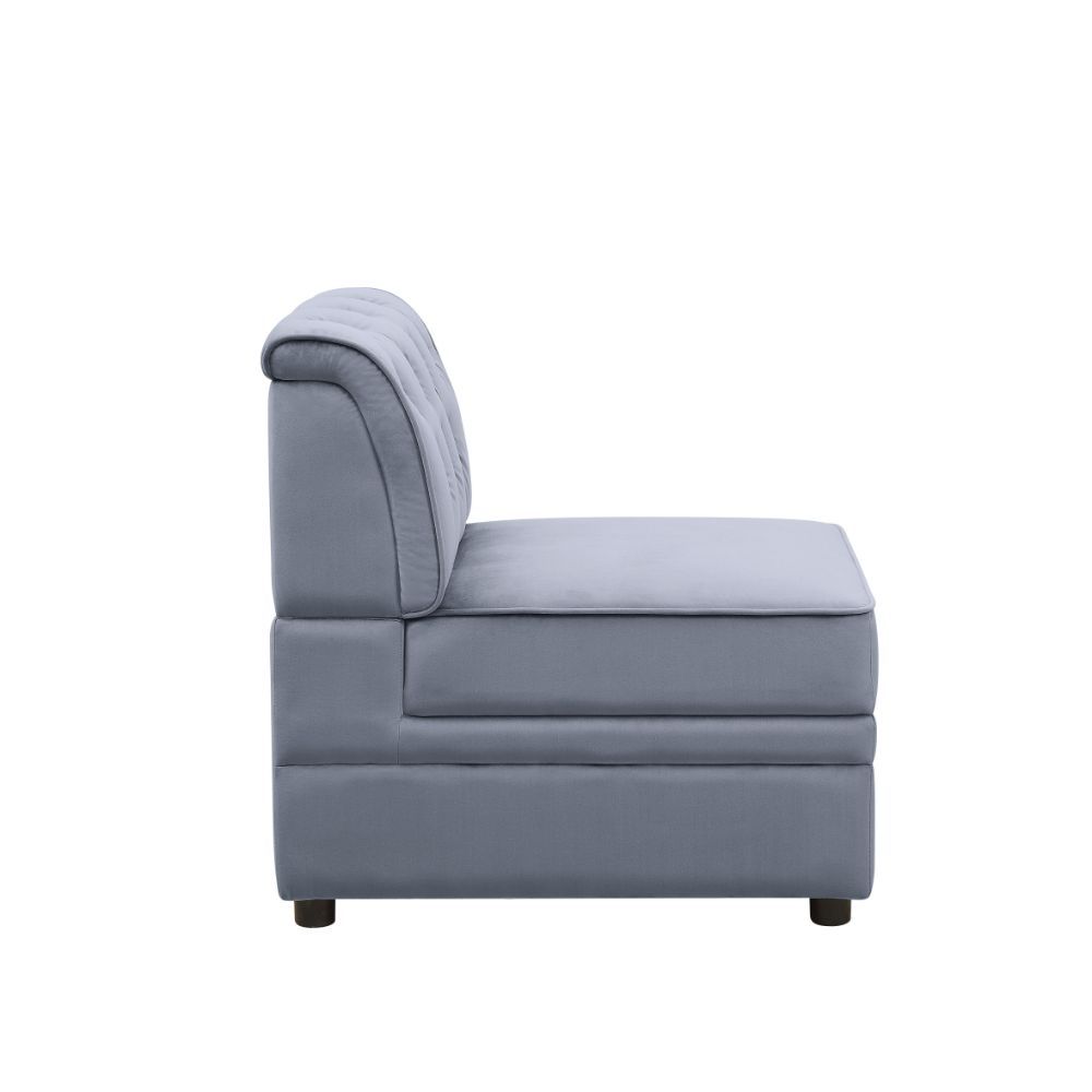 Bois II - Modular Armless Chair - Gray Velvet - Urban Living Furniture (Los Angeles, CA)