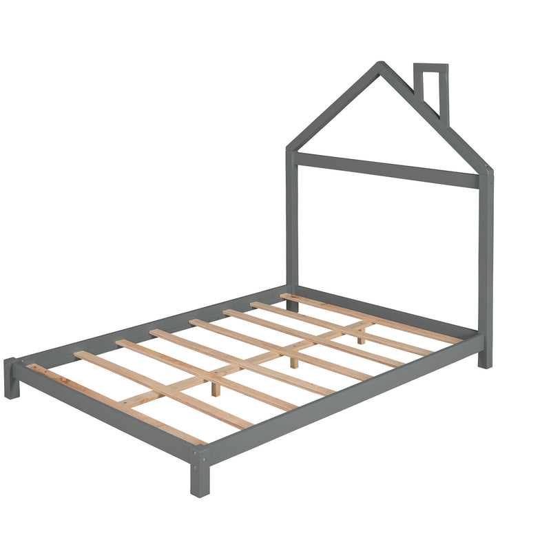 Platform Bed With House Shaped Headboard