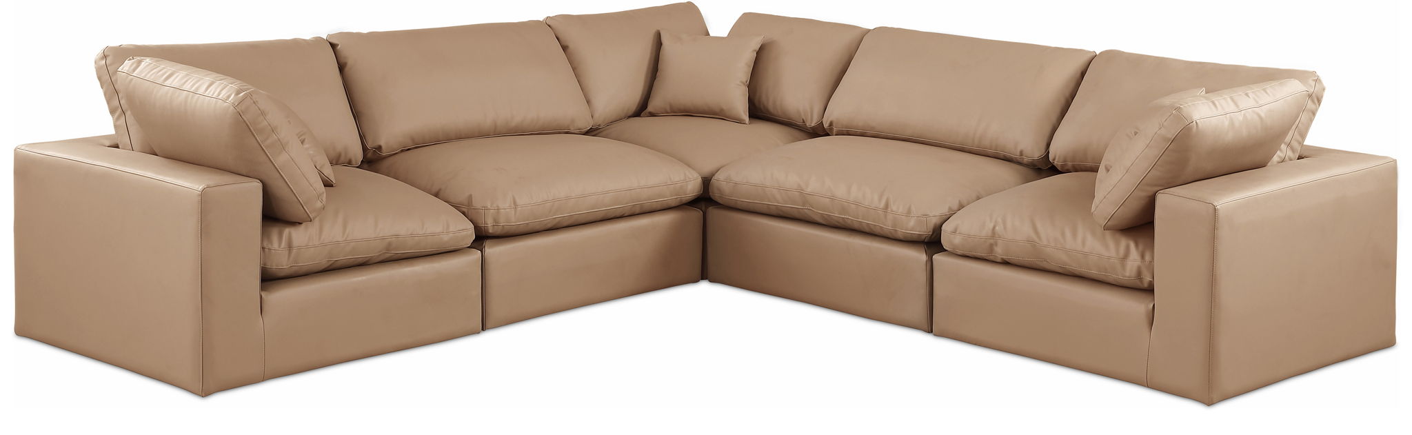 Comfy - 5 Piece Faux Leather Modular Corner Sectional - Tan - Urban Living Furniture (Los Angeles, CA)