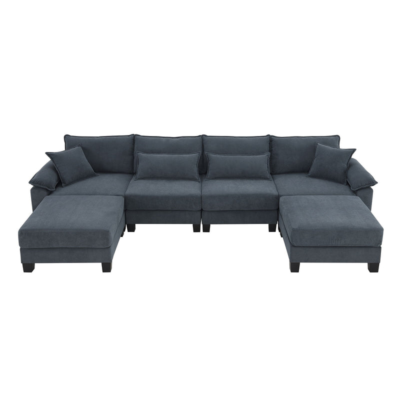 Wide Seat Modular Sectional Bed Sleeper Couch Set With Armrest Pillow 6 Seat, Free Combination Sofa With Ottomans Oversized