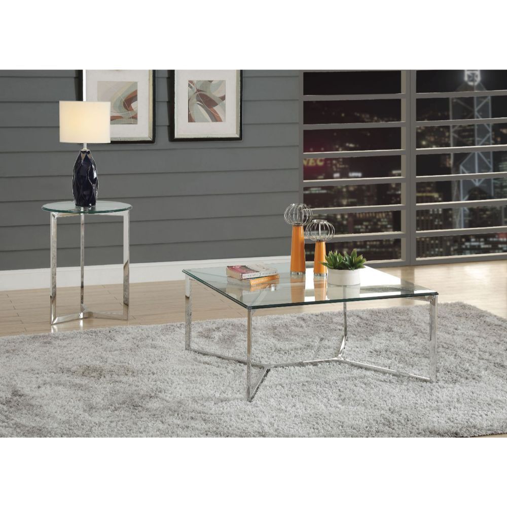 Volusius - End Table - Clear Glass & Stainless Steel - Urban Living Furniture (Los Angeles, CA)