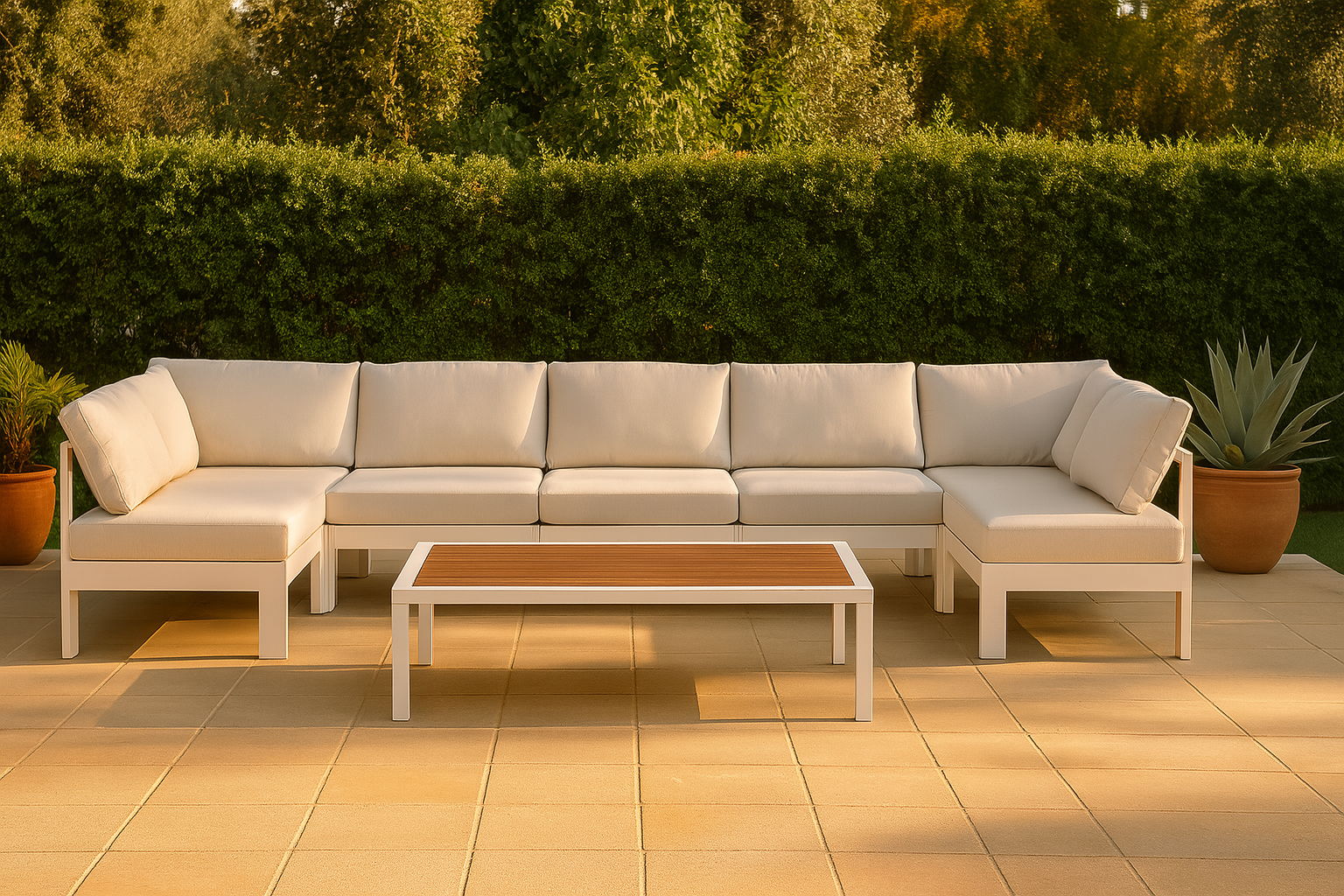 Nizuc - Outdoor Patio 7 Piece Modular Sectional With White Frame - Urban Living Furniture (Los Angeles, CA)
