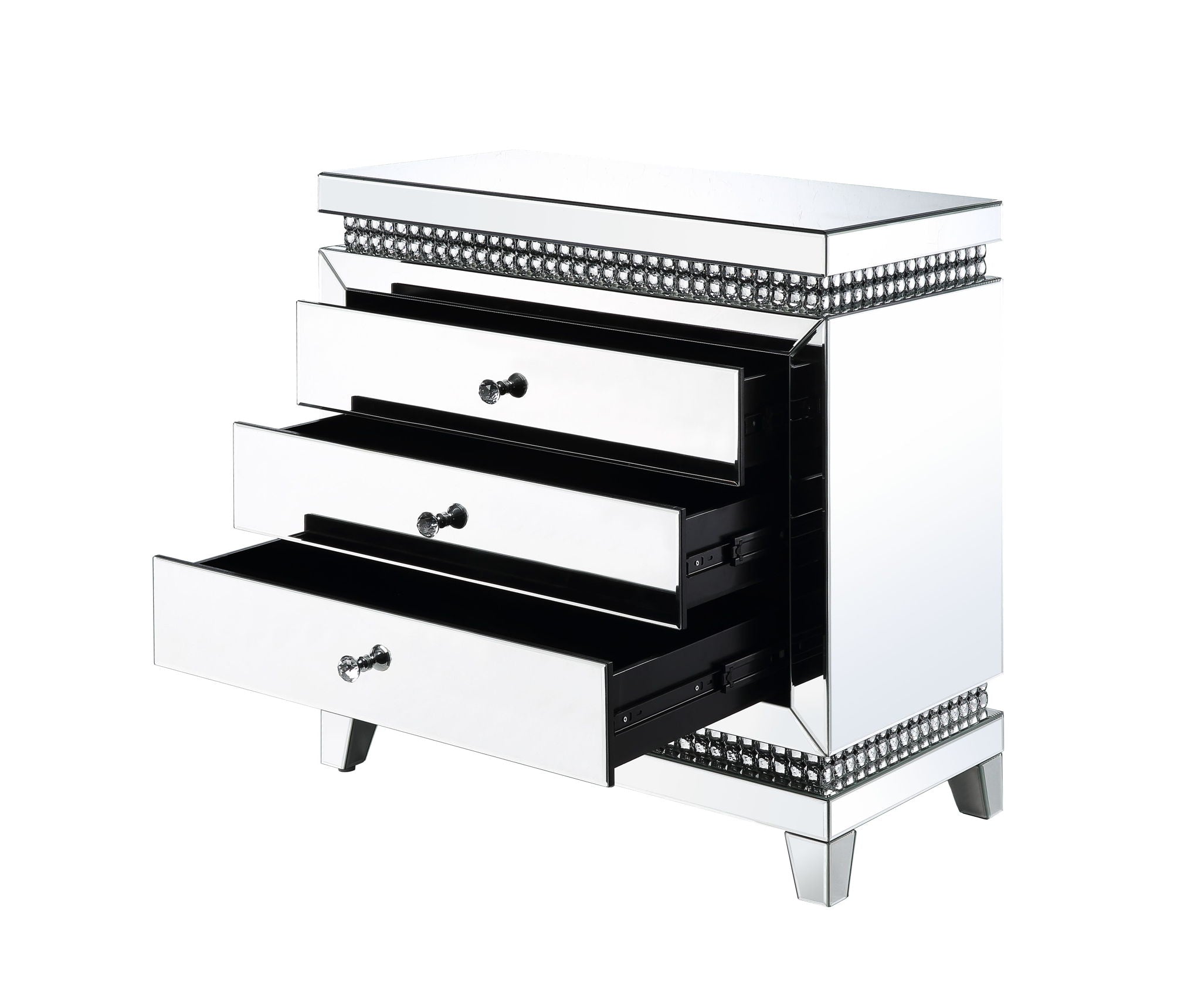 Lotus - 32" Console Cabinet - Mirrored & Faux Ice Cube Crystals - Urban Living Furniture (Los Angeles, CA)