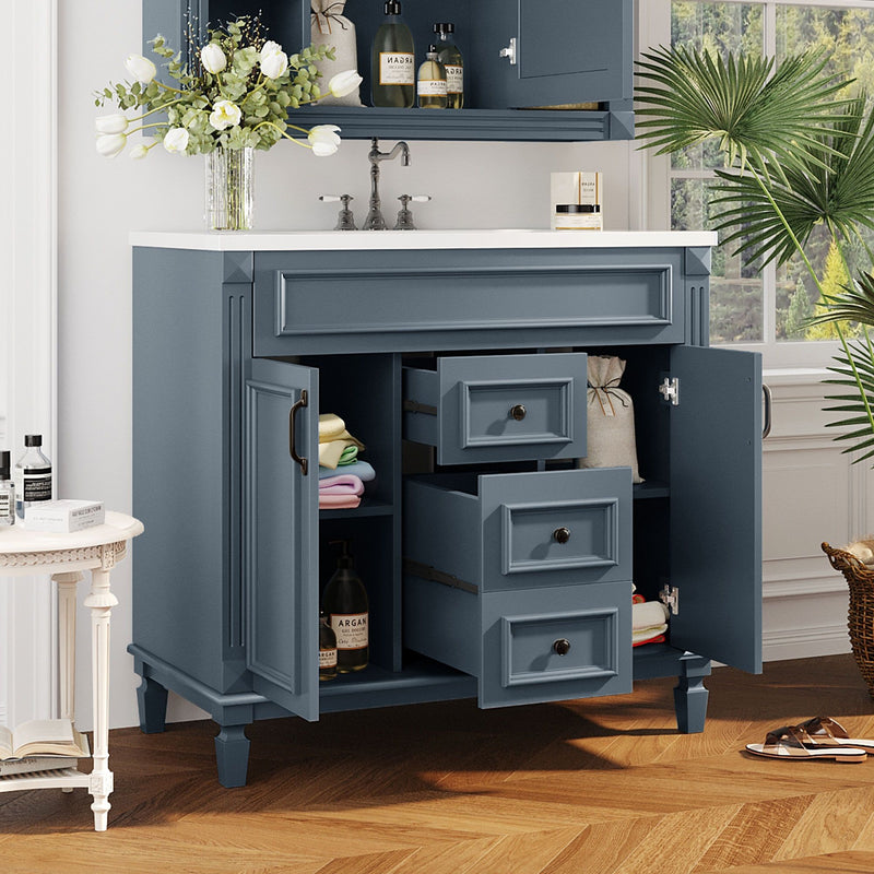 Bathroom Vanity With Top Sink, Modern Bathroom Storage Cabinet With 2 Soft Closing Doors And 2 Drawers
