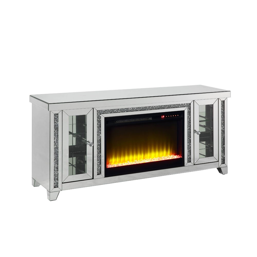 Noralie - TV Stand With Fireplace & LED - Mirrored & Faux Diamonds - Urban Living Furniture (Los Angeles, CA)