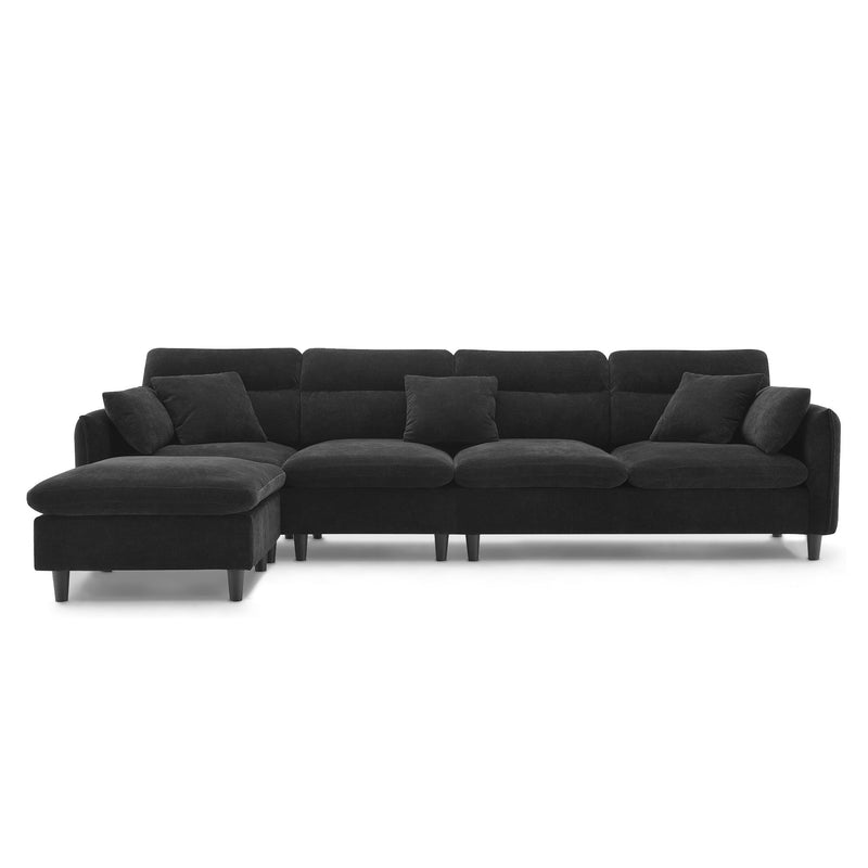 Modern Convertible Sectional Sofa L Shaped Reversible Couch Set With Free Pillows 5 Seat Cloud With Ottoman