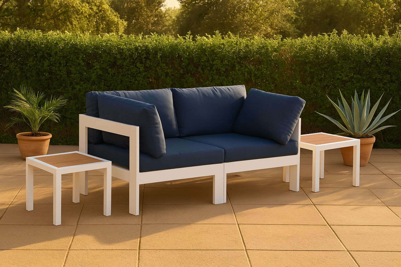 Nizuc - Outdoor Patio 2 Seat Modular Sofa With White Frame - Urban Living Furniture (Los Angeles, CA)