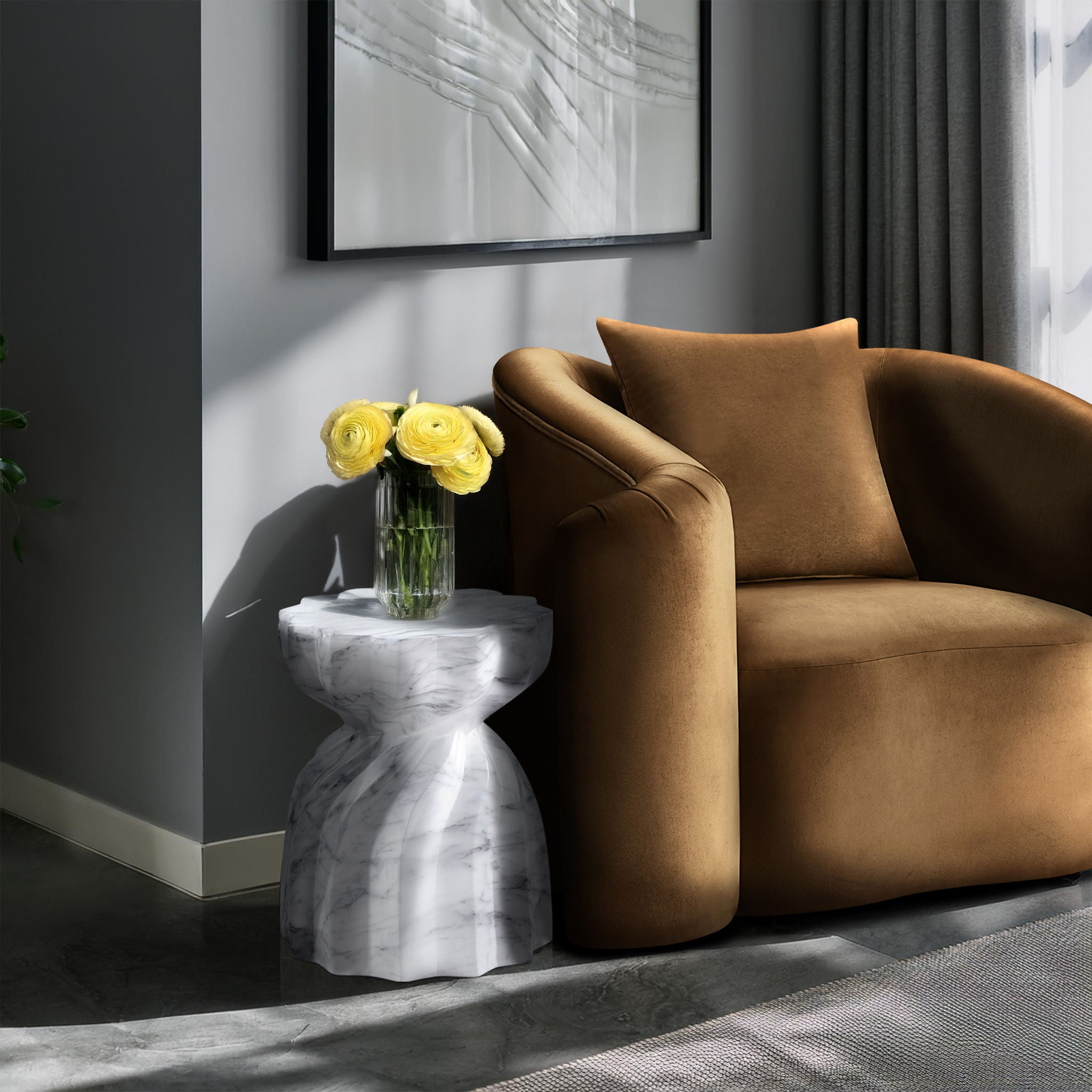 Caserta - Marble Finish Concrete End Table - Urban Living Furniture (Los Angeles, CA)