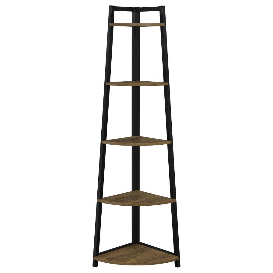 Jacksonville - 5-Shelf Bookshelf - Black And Aged Walnut - Urban Living Furniture (Los Angeles, CA)