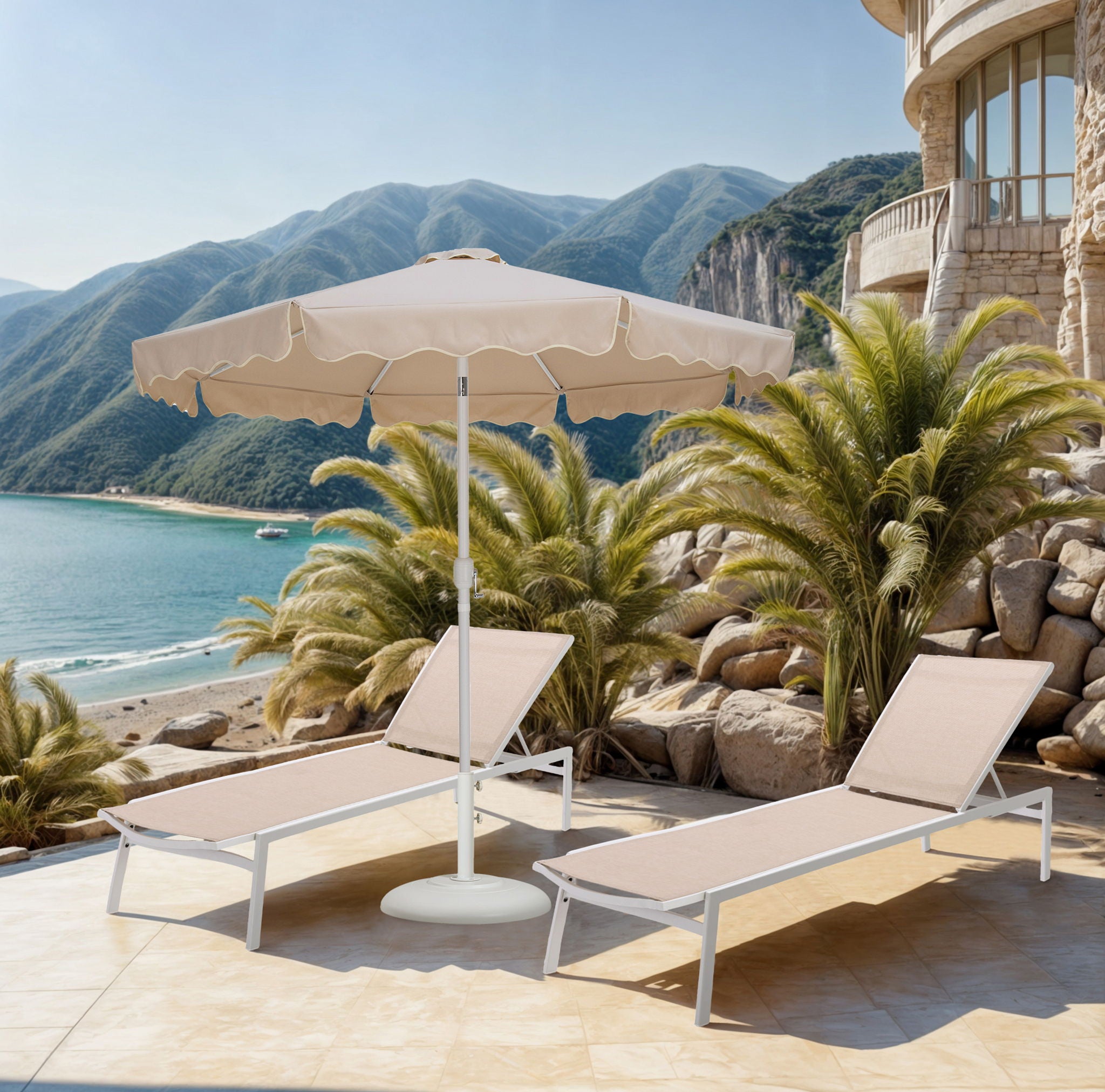 Amalfi - Patio Umbrella - White Base / White Pole - Urban Living Furniture (Los Angeles, CA)