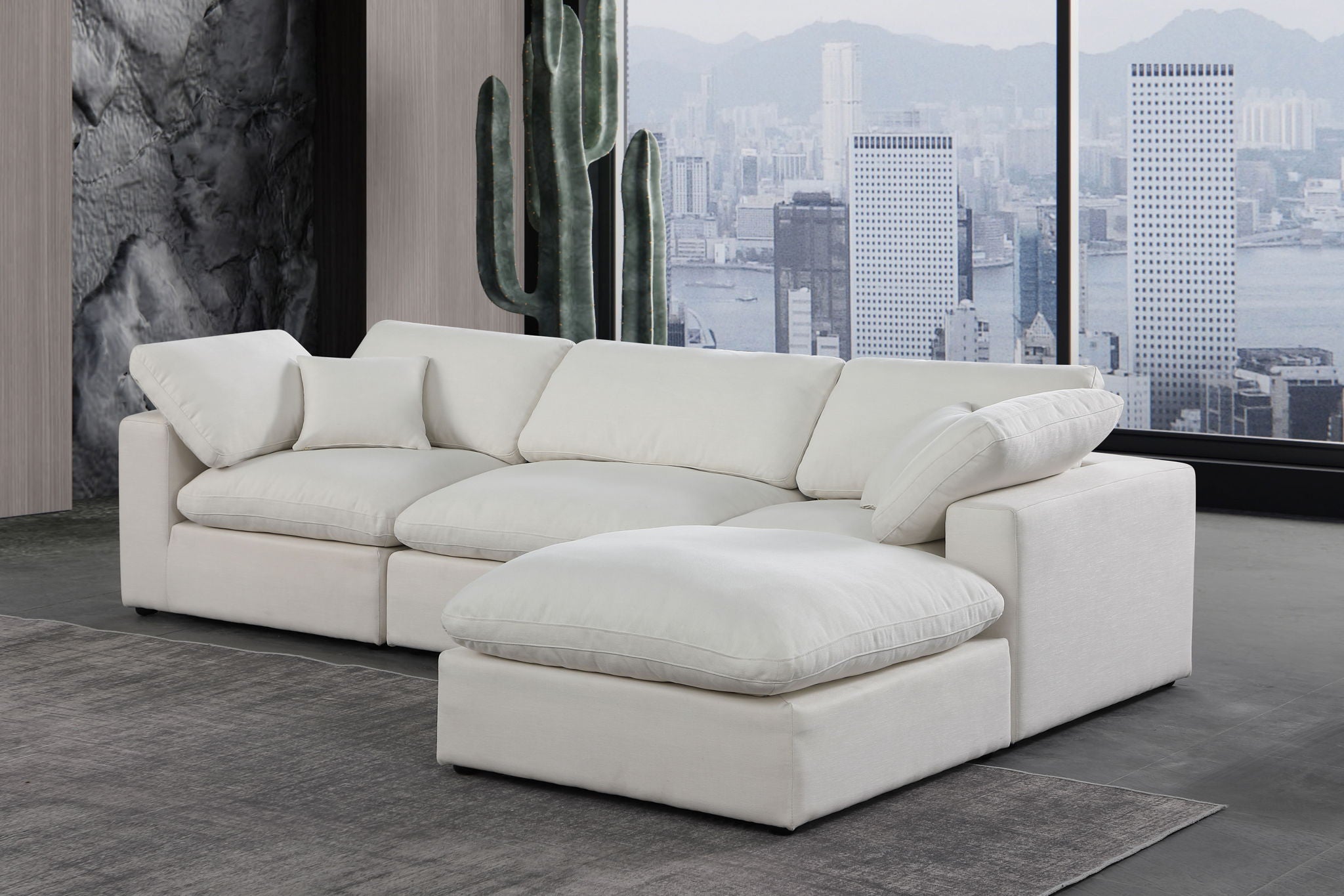 Comfy - 4 Piece Linen Fabric Modular Sectional With Chaise - Urban Living Furniture (Los Angeles, CA)