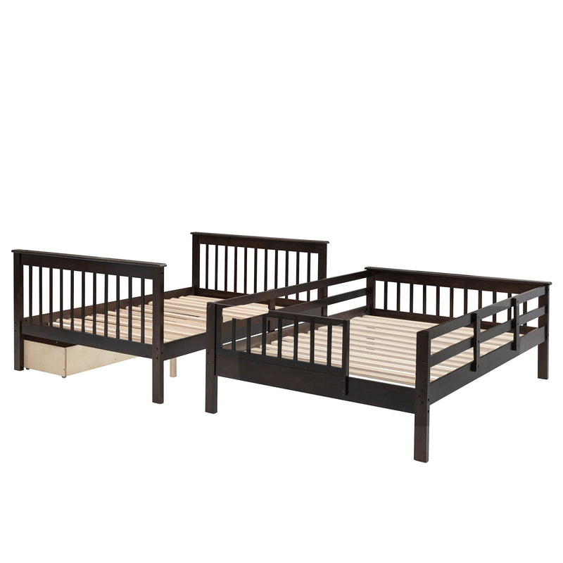 Stairway Bunk Bed With Storage And Guard Rail For Bedroom