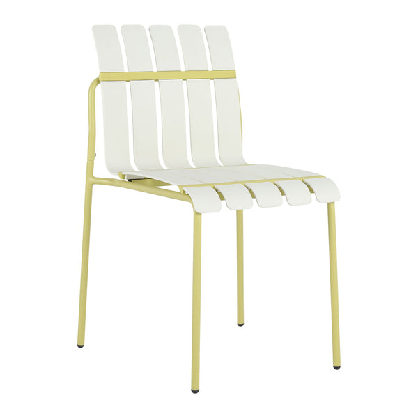 4 Piece Set Of Modern Color Block Designed Single Chairs, UV Resistant And Rust Proof - Grain Yellow / White