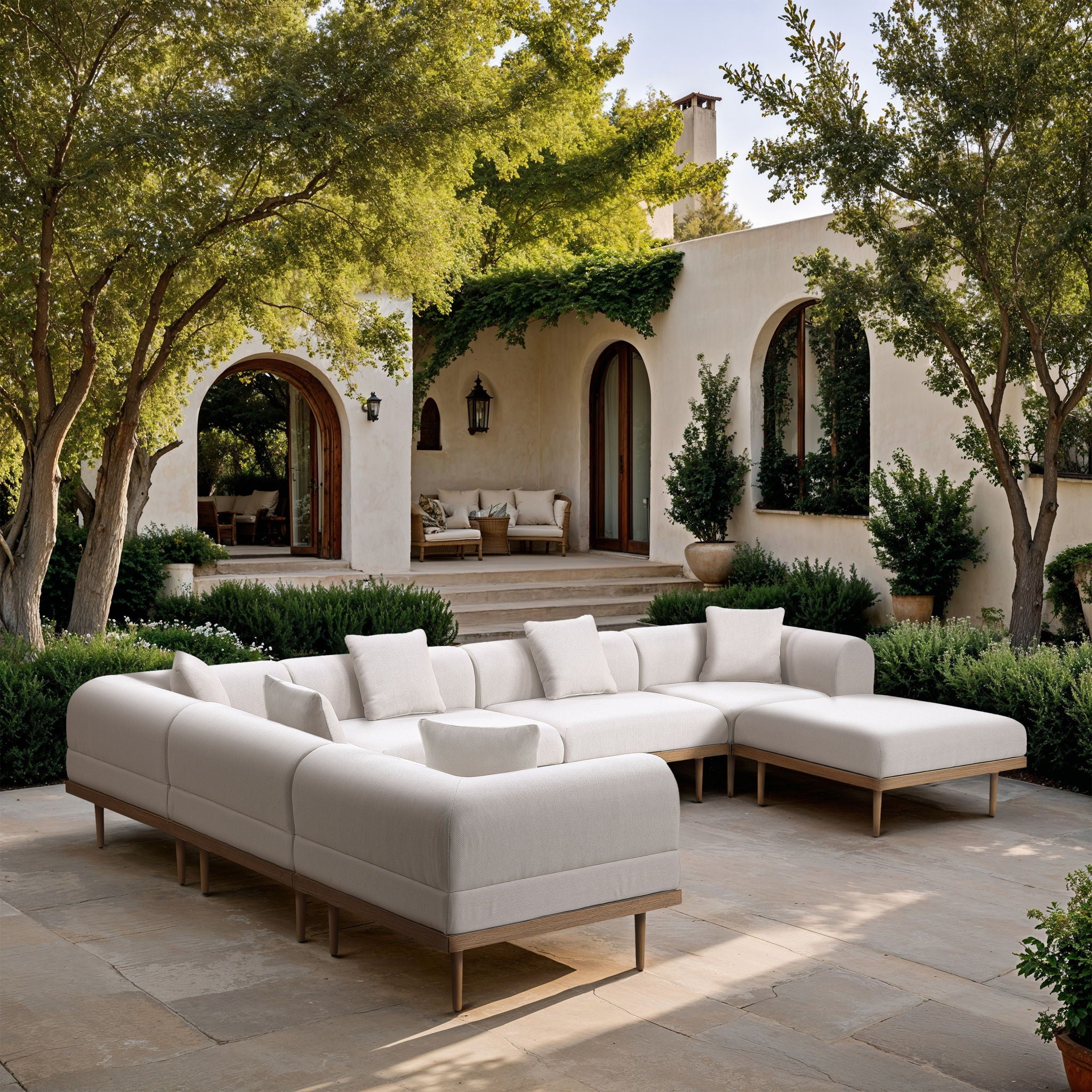 Laguna - 7 Piece Resilient Water Resistant Fabric 142" Upholstered Outdoor Patio Modular Sectional - Urban Living Furniture (Los Angeles, CA)