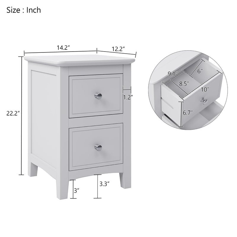 Modern Nightstand, Bed Side Table With 2 Drawers For Bedroom