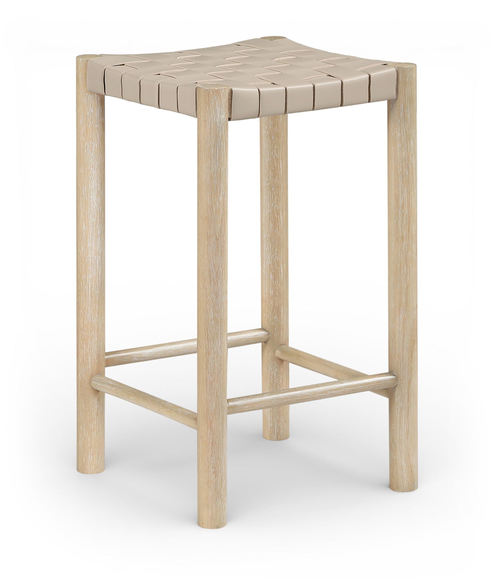 Entwine - Vegan Leather Upholstered Backless Counter Stool - Painted Natural - Urban Living Furniture (Los Angeles, CA)