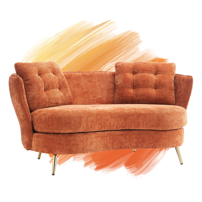 Loveseat Sofa, Upholstered Couch With Metal Legs