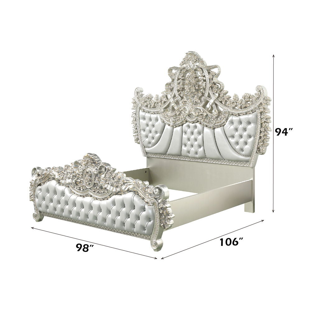 Sandoval - Eastern King Bed - Beige Synthetic Leather & Champagne - Urban Living Furniture (Los Angeles, CA)