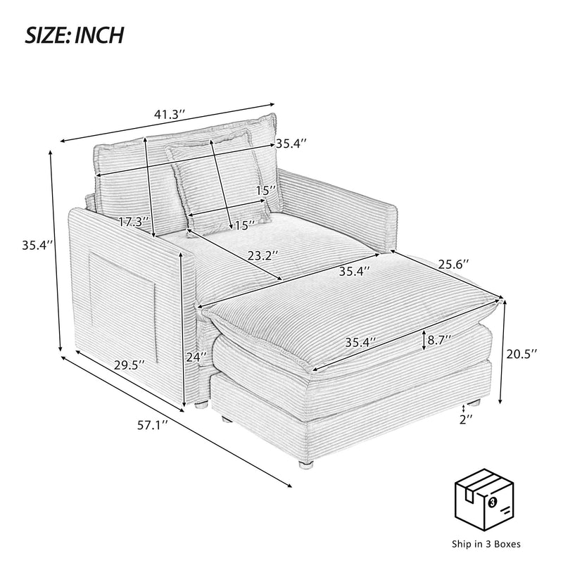 Modern Modular Sofa With Side Storage Pockets For Living Room