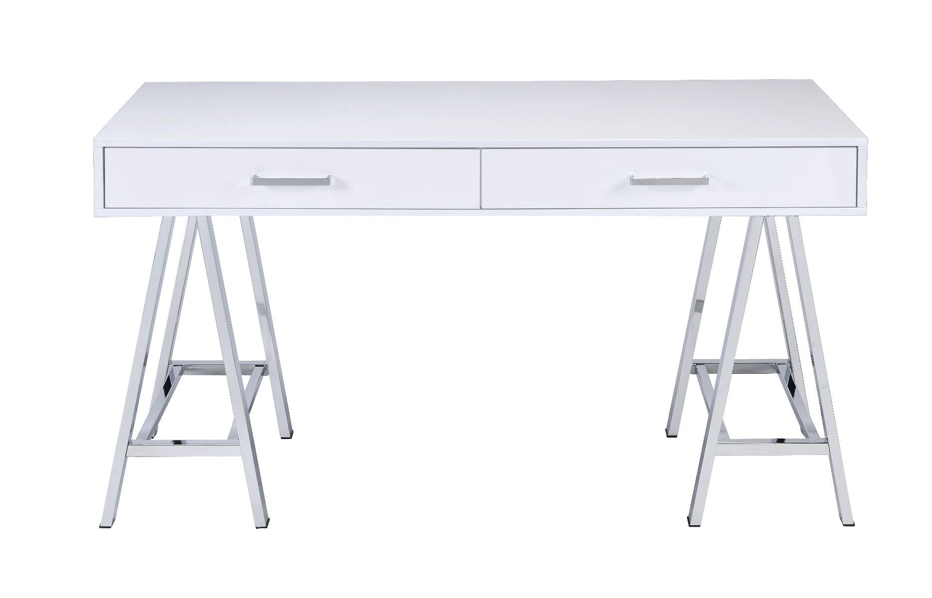 Coleen - Desk - White High Gloss & Chrome Finish - Urban Living Furniture (Los Angeles, CA)