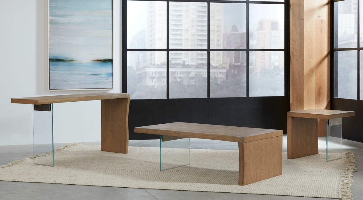 One - Live Edge White Oak And Glass Table