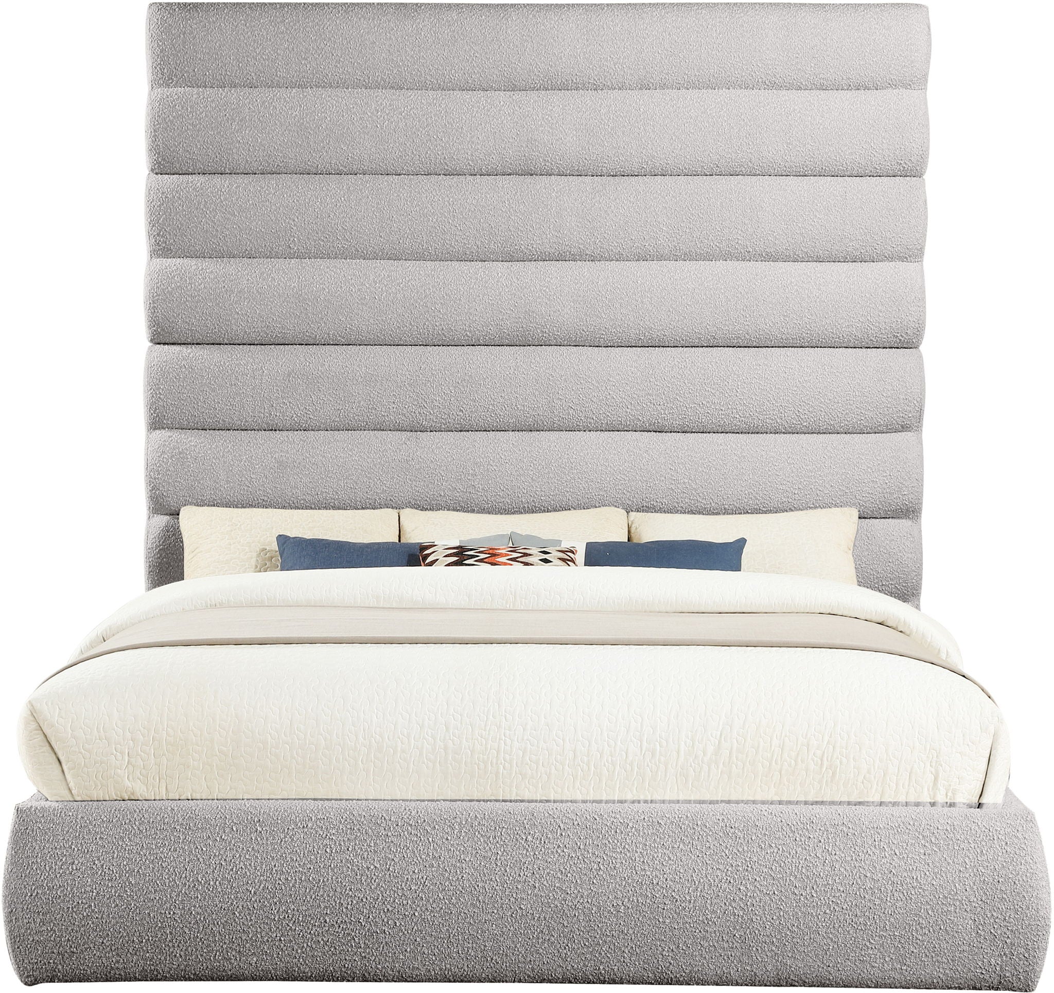 Adam - Boucle Fabric Bed With 89" Headboard