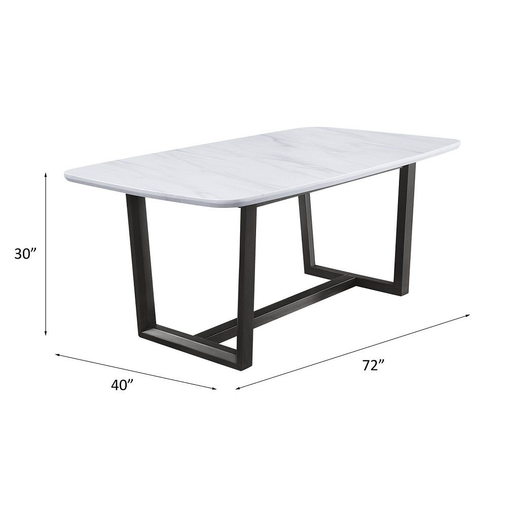 Madan - Dining Table With Marble Top - Marble Top & Weathered Gray - Urban Living Furniture (Los Angeles, CA)