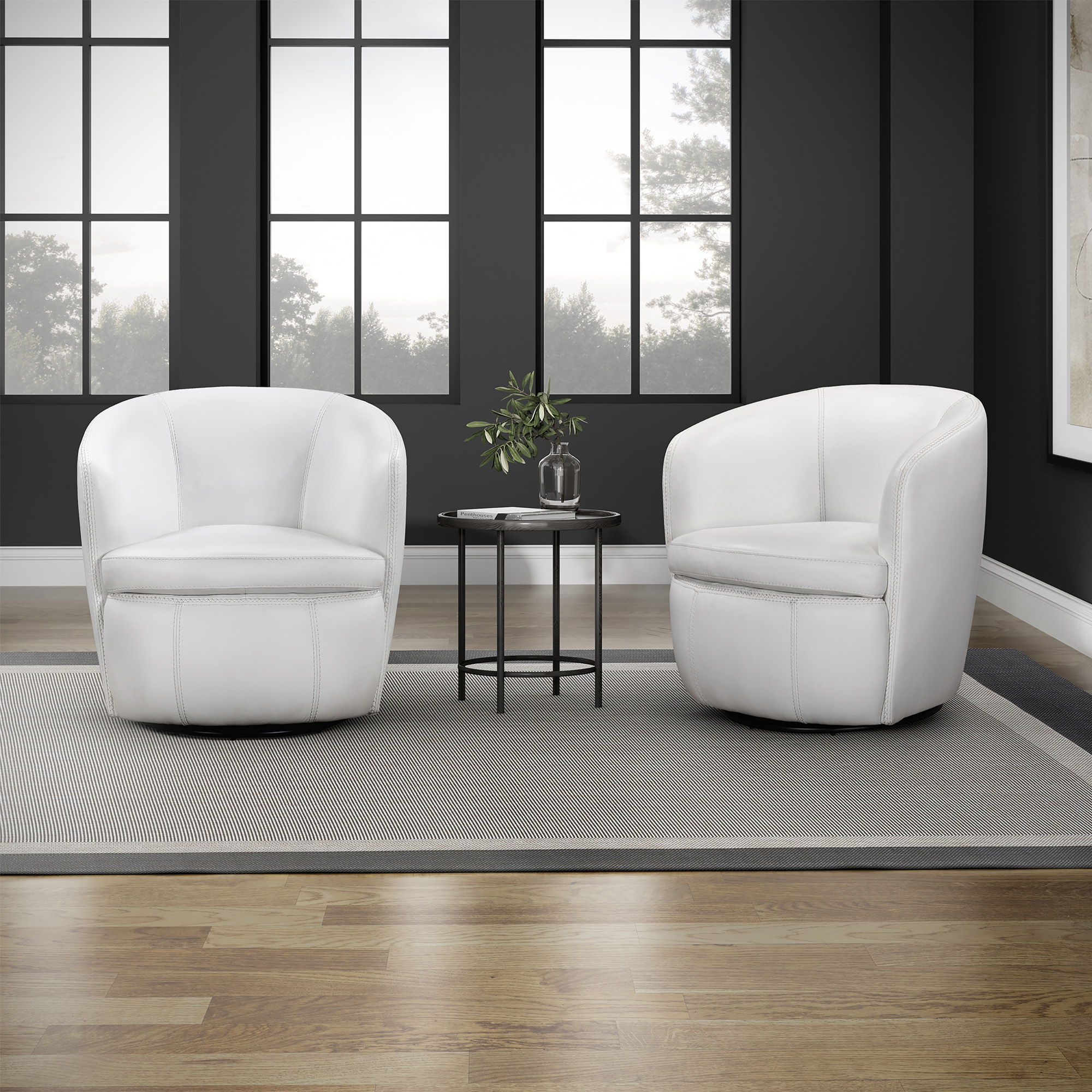 Barolo - 100% Italian Leather Swivel Club Chair (Set of 2) - Urban Living Furniture (Los Angeles, CA)
