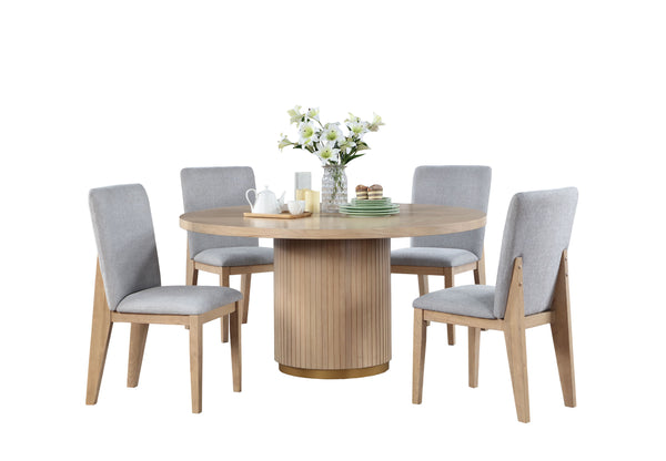 Caspian - 5 Piece Round Dining Table Set With Chairs - Oak - Urban Living Furniture (Los Angeles, CA)