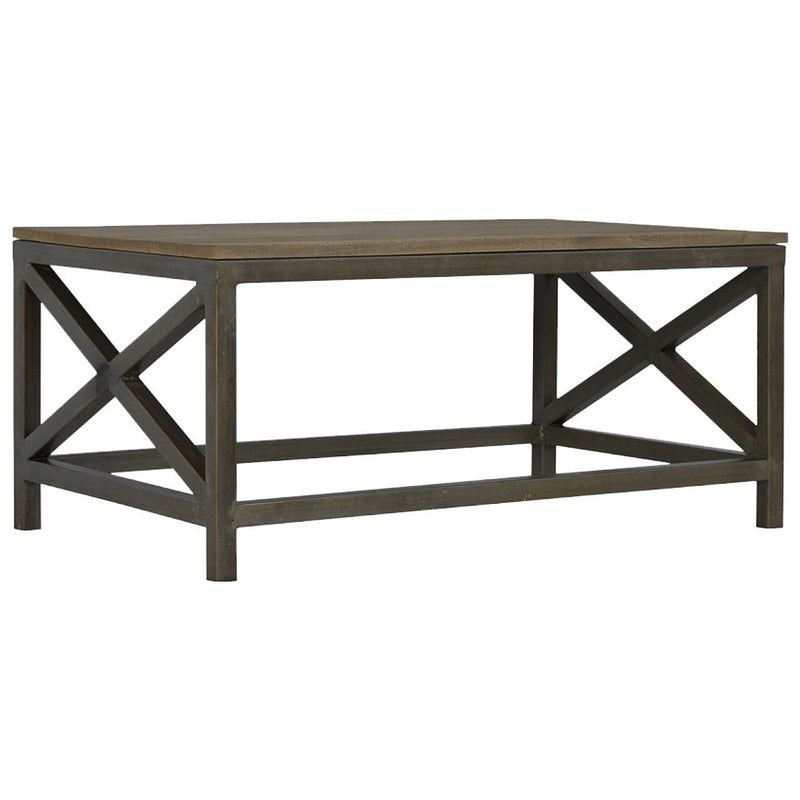 Industrial Cross Metal Coffee Table - Pewter