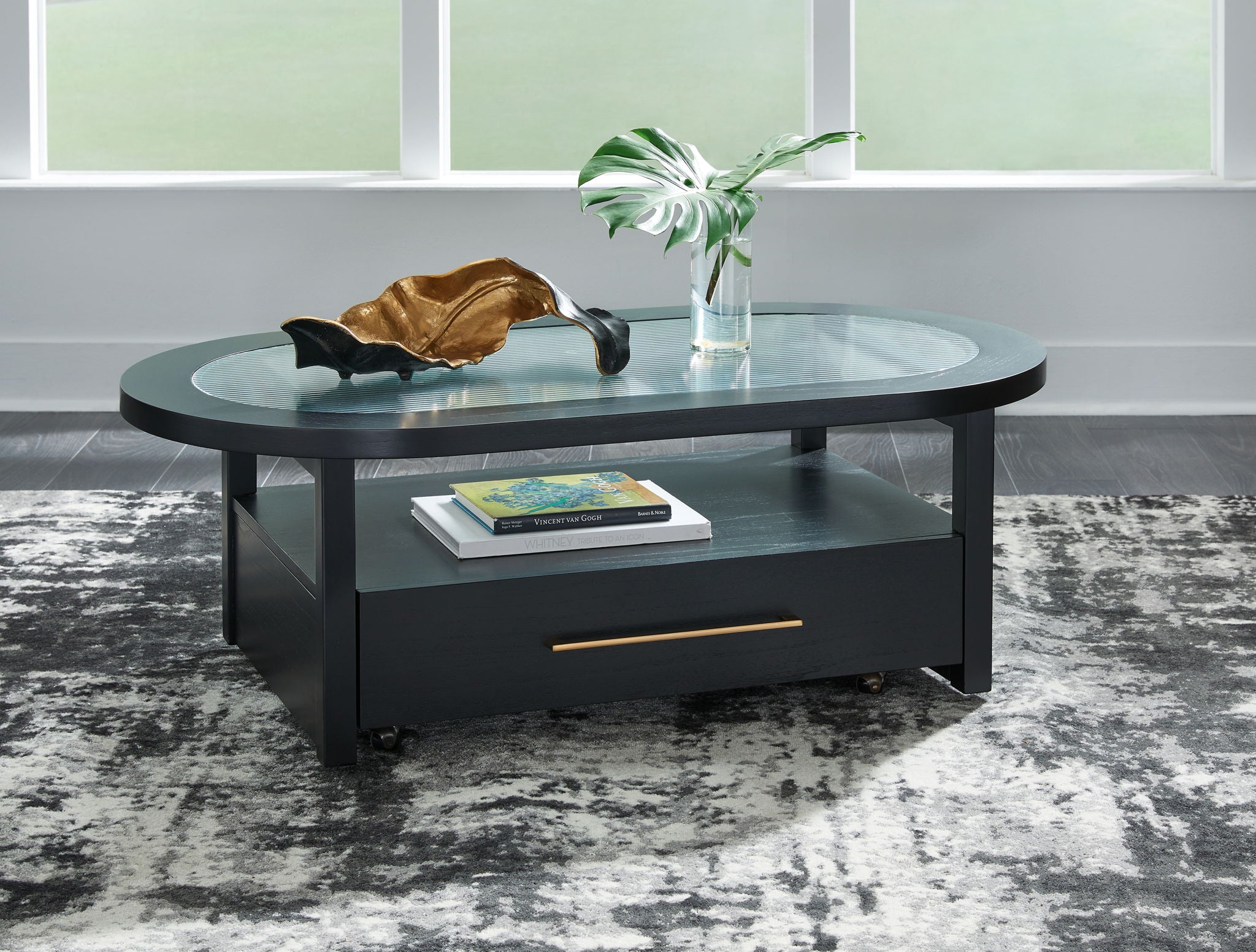 Winbardi - Black - Oval Cocktail Table - Urban Living Furniture (Los Angeles, CA)