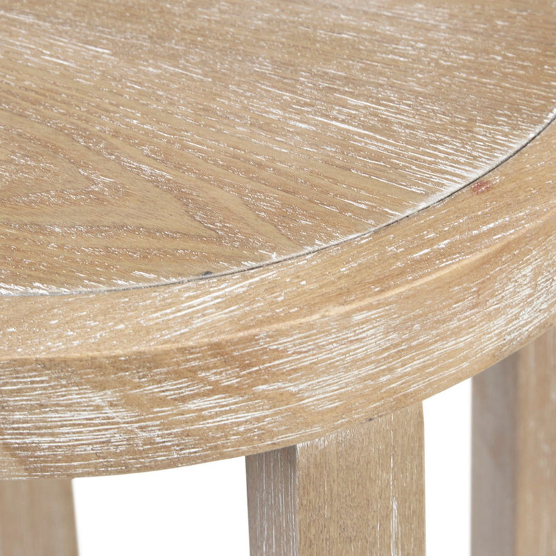 Accent Table Round Rustic Ash Veneer Reclaimed Wheat - Natural