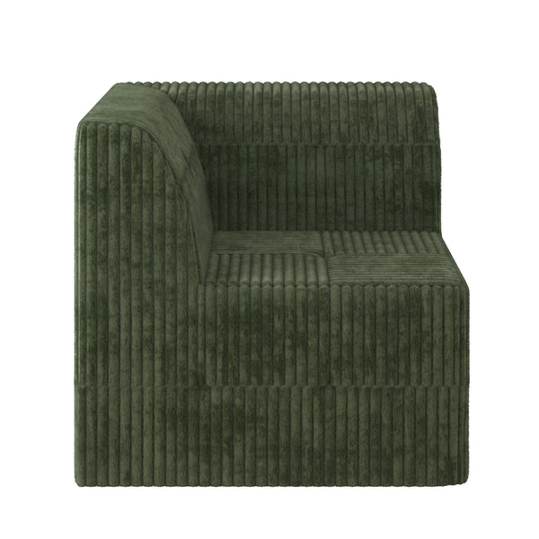 Modern Minimalist Corner Sofa Corduroy Couch Sleeper Sofa - Green