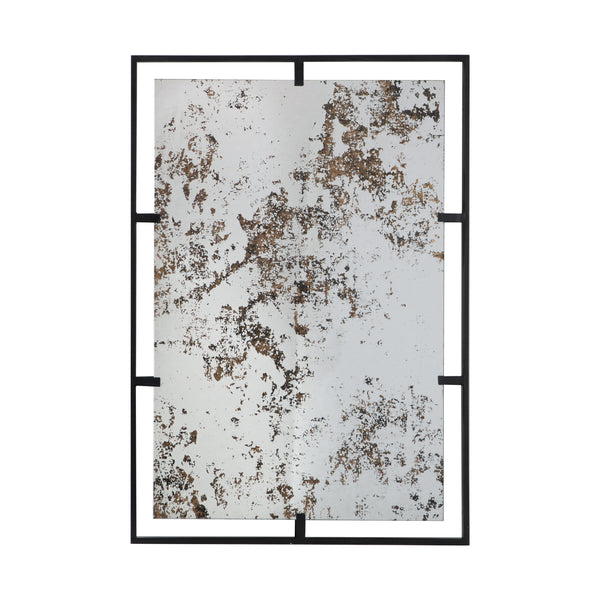 Rectangle Antiqued Wall Mirror Wall Mirror With Metal Frame, Home Wall Decor, Bedroom Living Room Entryway Wall Accent - Black