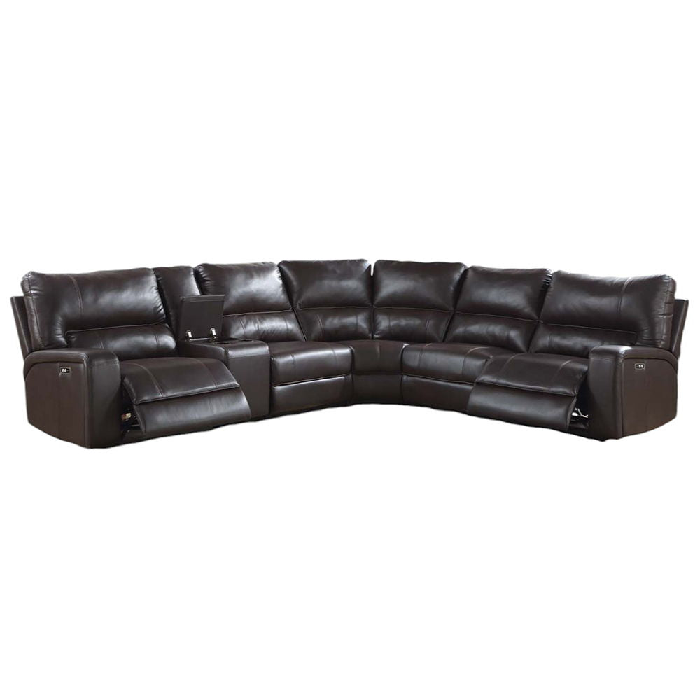 Saul - Power Motion Sectional Sofa - Espresso Leather-Aire - Urban Living Furniture (Los Angeles, CA)
