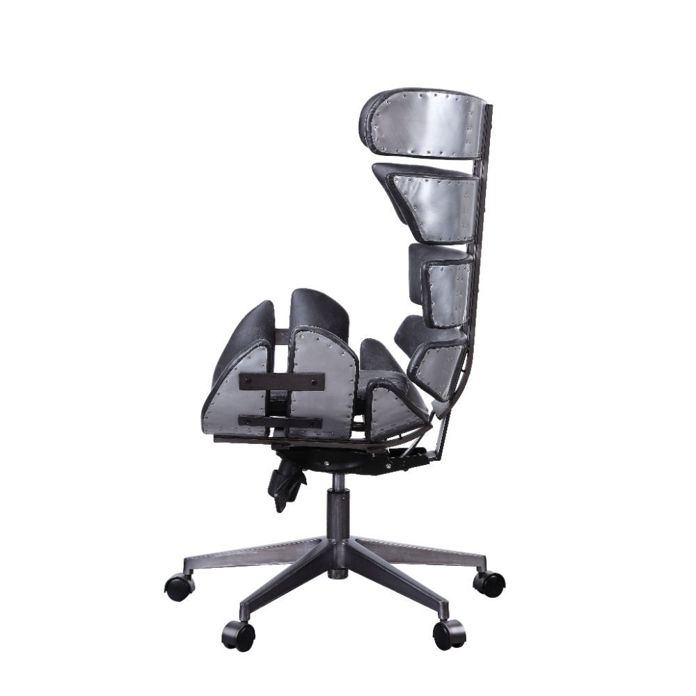 Megan - Executive Office Chair - Vintage Black Top Grain Leather & Aluminum - Urban Living Furniture (Los Angeles, CA)