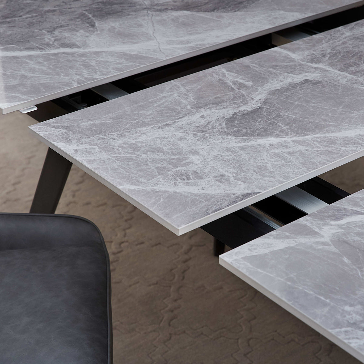Lucia - Extendable Stone Top Metal Leg Dining Table