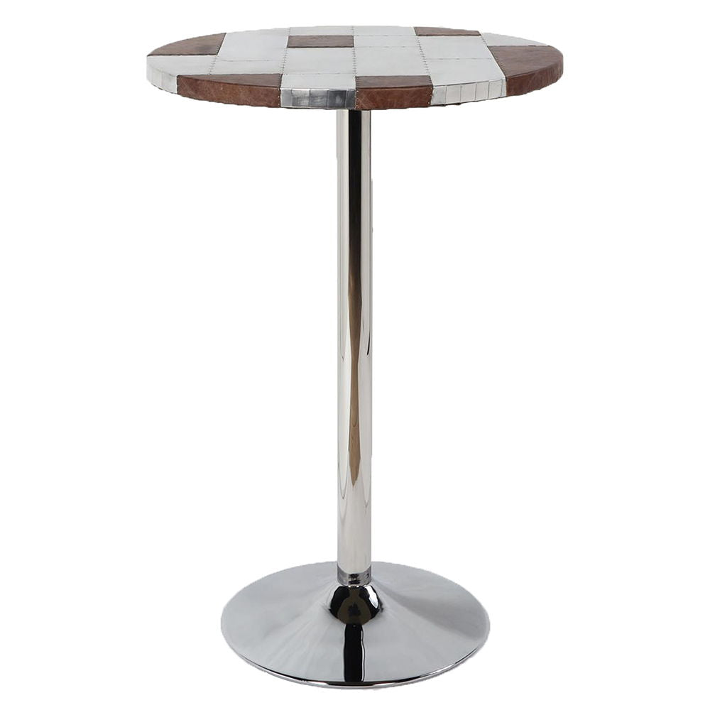 Brancaster - Bar Table - Retro Brown Top Grain Leather & Aluminum - Urban Living Furniture (Los Angeles, CA)
