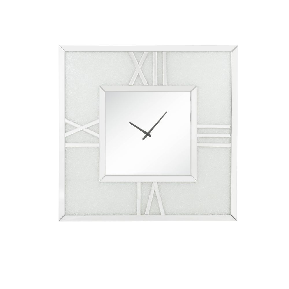 Noralie - Wall Clock With LED - Mirrored & Faux Diamonds - Urban Living Furniture (Los Angeles, CA)