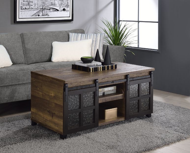 Nineel - Coffee Table - Obscure Glass, Rustic Oak & Black - Urban Living Furniture (Los Angeles, CA)