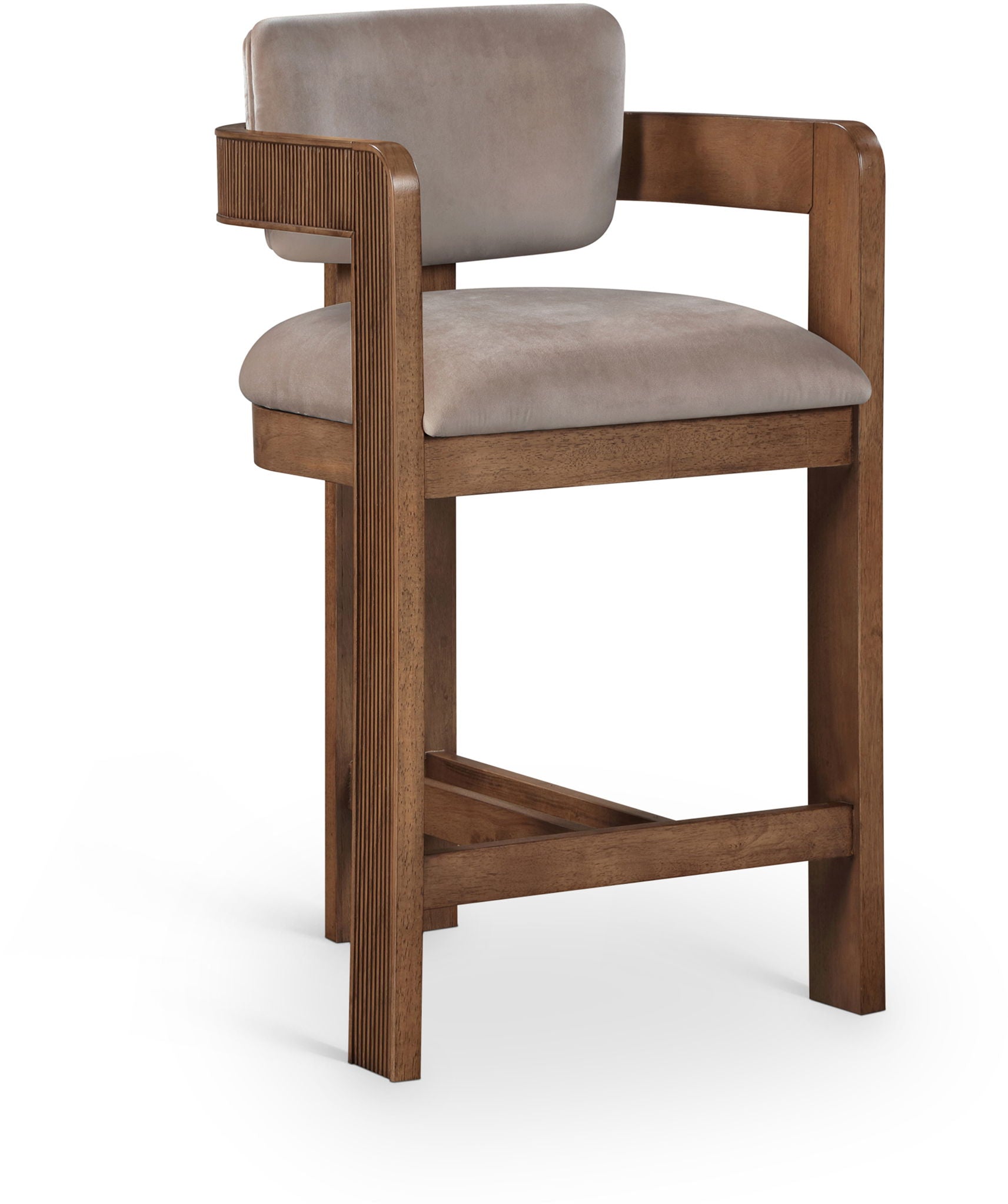 Sacha - Velvet Stool With Brown Base - Urban Living Furniture (Los Angeles, CA)
