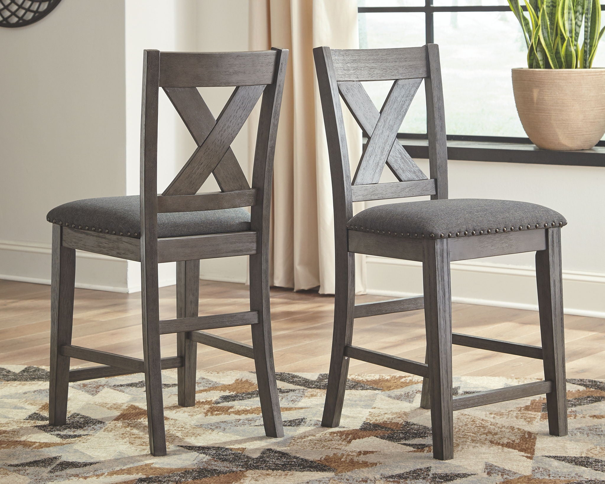 Caitbrook - Gray - Upholstered Barstool (Set of 2) - Urban Living Furniture (Los Angeles, CA)