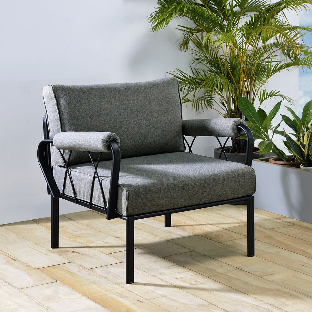 Rajni - Patio Arm Chair - Gray Fabric & Black - Urban Living Furniture (Los Angeles, CA)