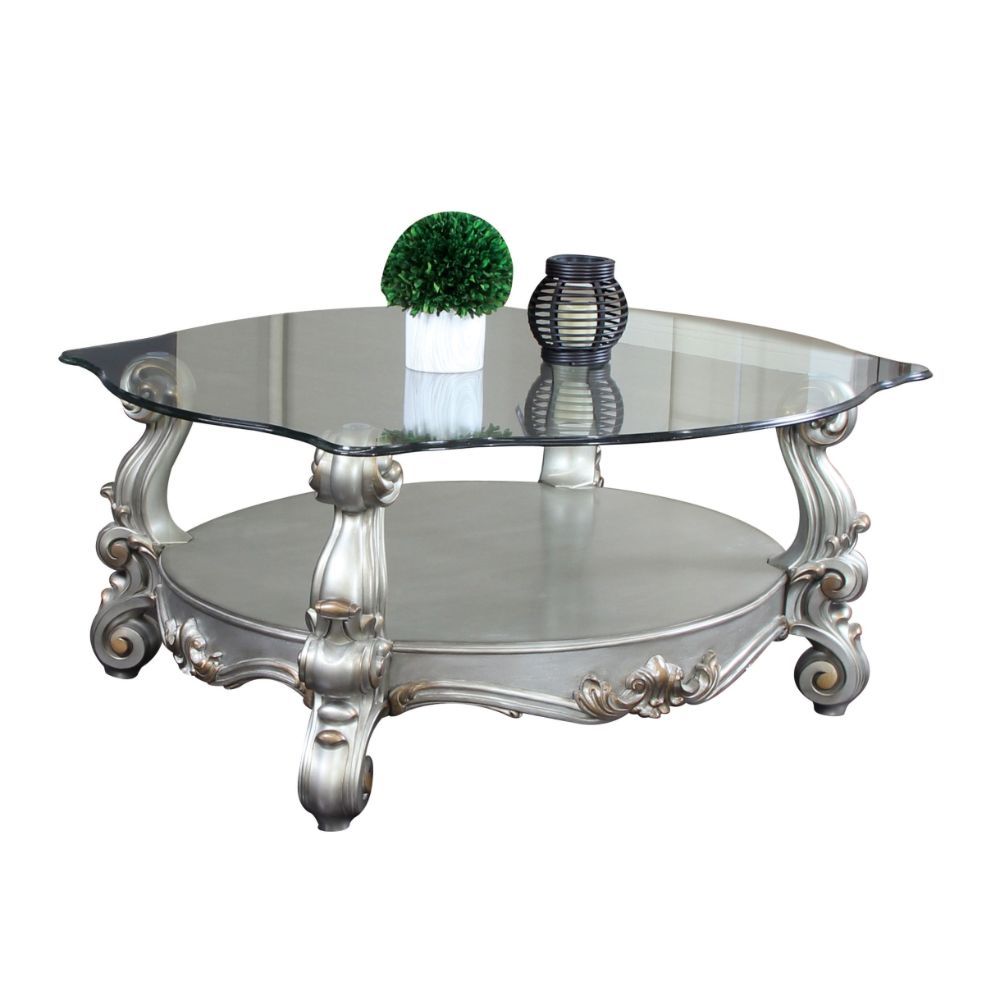 Versailles - 22" Coffee Table - Clear Glass & Antique Platinum - Urban Living Furniture (Los Angeles, CA)