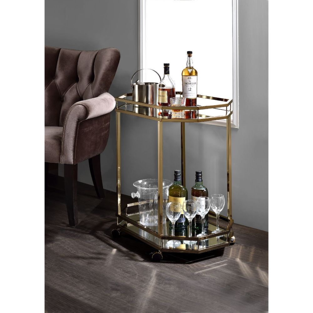 Lacole - Serving Cart - Champagne & Mirror - Urban Living Furniture (Los Angeles, CA)