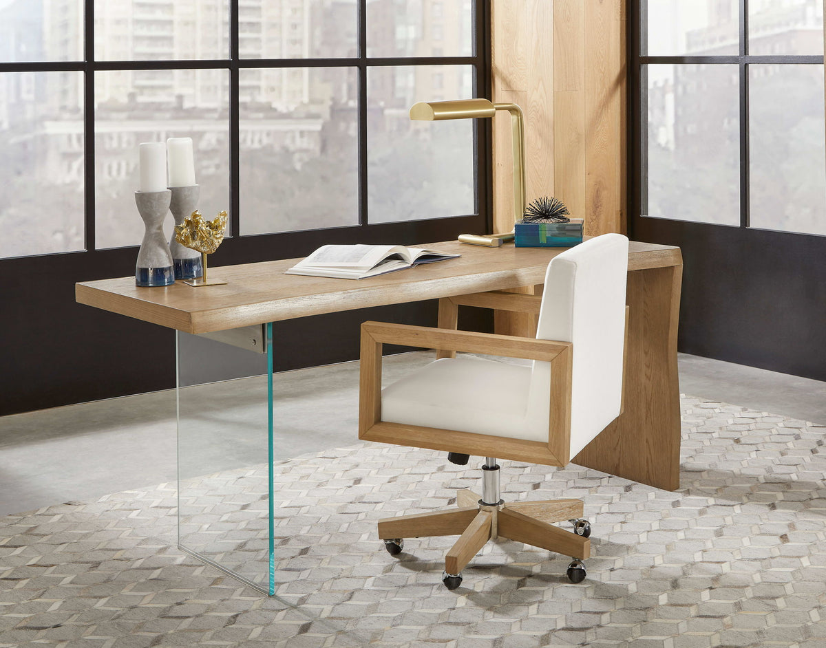 One - Modern Coastal Writing Desk - White Oak And Glass