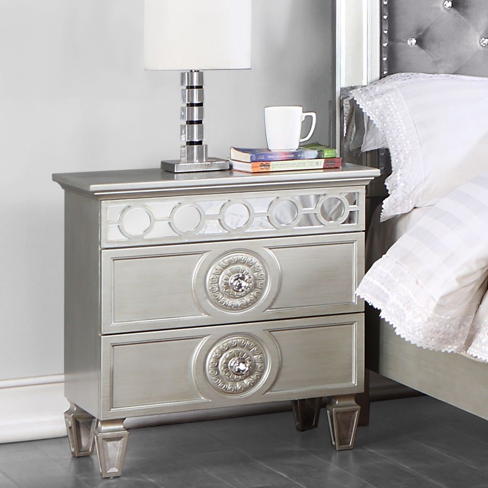 Varian - Nightstand - Silver & Mirrored - Urban Living Furniture (Los Angeles, CA)