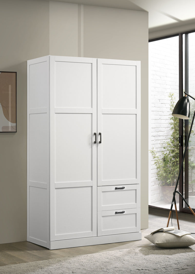Aubree - Wardrobe Cabinet Armoire With 2 Drawers And Hanging Rod - White - Urban Living Furniture (Los Angeles, CA)