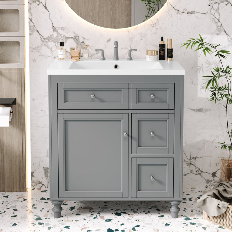 Bathroom Vanity With Top Sink, Storage Cabinet With 2 Drawers And A Tip-Out Drawer